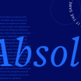 Absolution in blue letters with part of the article in the background