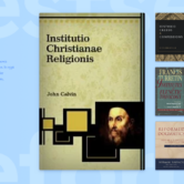 An image of four book covers from the article on essential Reformed books and part of the text to the sides.