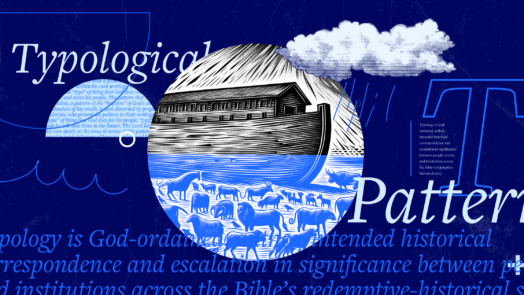 An image of Noah's ark amidst the rain with the words Typological Pattern and portions of the article text scattered throughout.