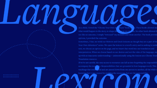 The words languages and lexicons on top of text from the article in the background.