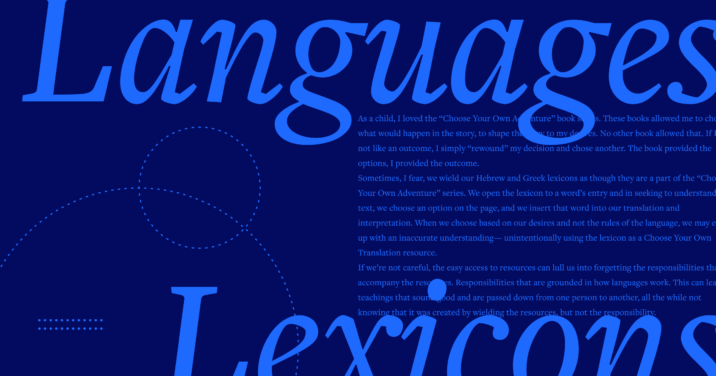 The words languages and lexicons on top of text from the article in the background.