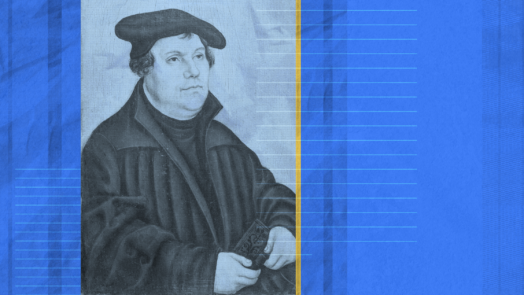 An illustration of Martin Luther, symbolizing Lutheran Bible study, with Luther holding an open Bible, emphasizing the importance of Scripture in Lutheran theology.