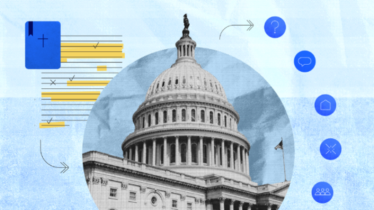 The U.S. Capitol dome with a Bible book symbol to represent political theology.