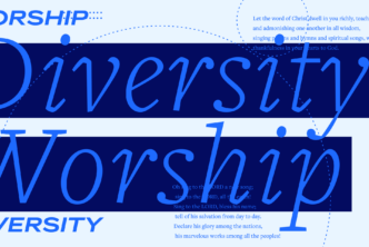 Diversity, Worship, and Colossians 3:16 in bold letters, with a portion of the article text in the background.