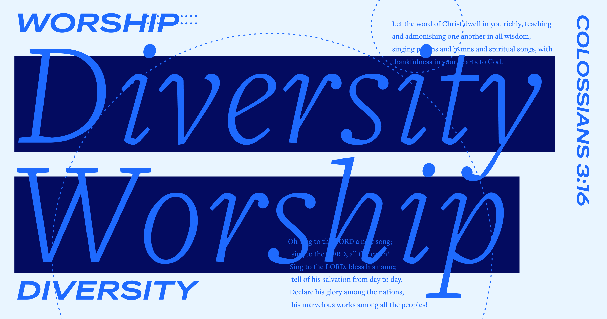 Diversity, Worship, and Colossians 3:16 in bold letters, with a portion of the article text in the background.