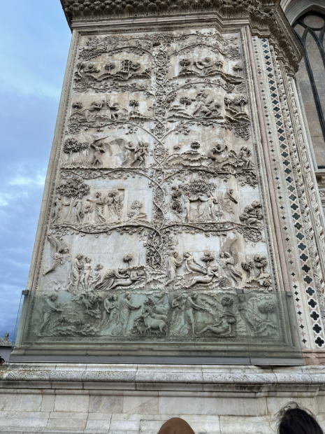 The four bas-reliefs on the façade of Orvieto Cathedral.