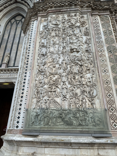 The four bas-reliefs on the façade of Orvieto Cathedral.