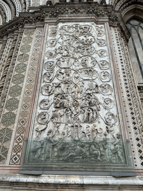 The four bas-reliefs on the façade of Orvieto Cathedral.