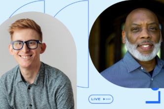 an image of Kirk Miller, host of Logos Live and an image of Chauncey Allmon, guest for today's live: Black Voices Collection.